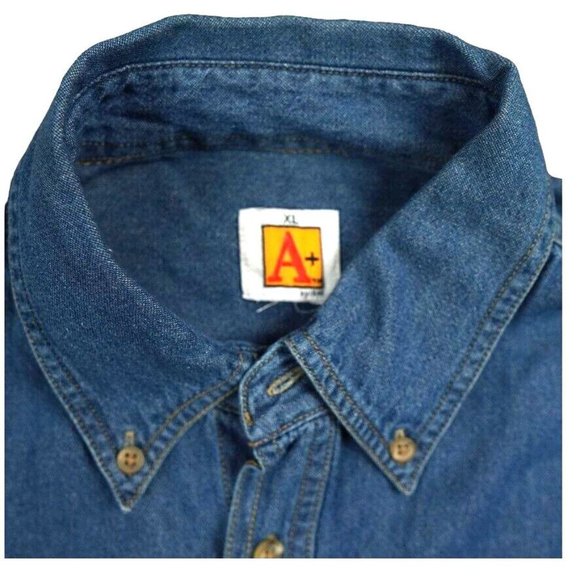A+ by Sai Denim Shirt Mens Extra Large Long Sleeve Button Down 100% Cotton - Picture 5 of 6